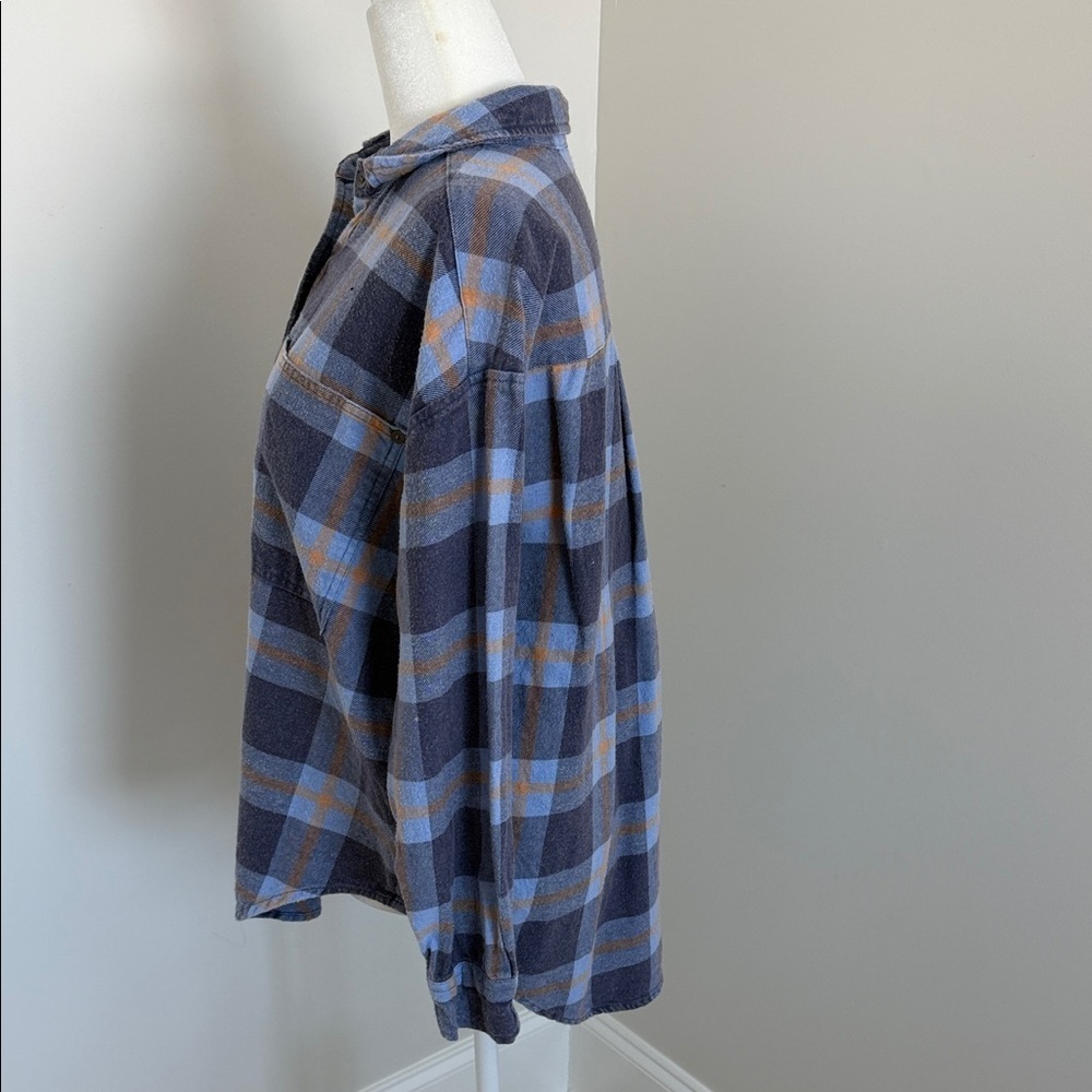AERIE Blue and Orange Plaid Woman’s Shirt size XXS - Picture 4 of 8